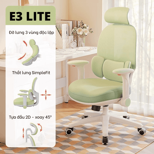 Ghe Cong Thai Hoc Manson E3 Lite Mau Xanh La