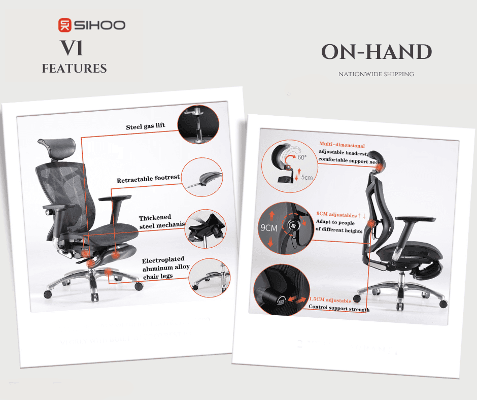 Ghế Công Thái Học Sihoo V1 Mặt Lưới Trượt - Tay 4D Mới Nhất 2021