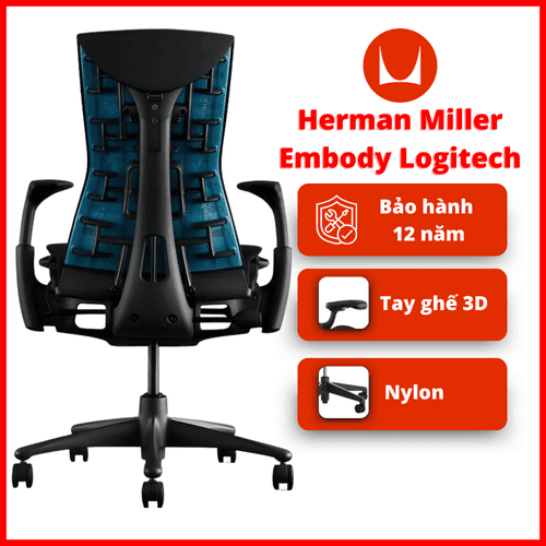 'Ghế Công Thái Học Herman Miller Embody x Logitech Màu Xanh' 'Ghe Cong Thai Hoc Herman Miller Embody x Logitech Mau Xanh'
