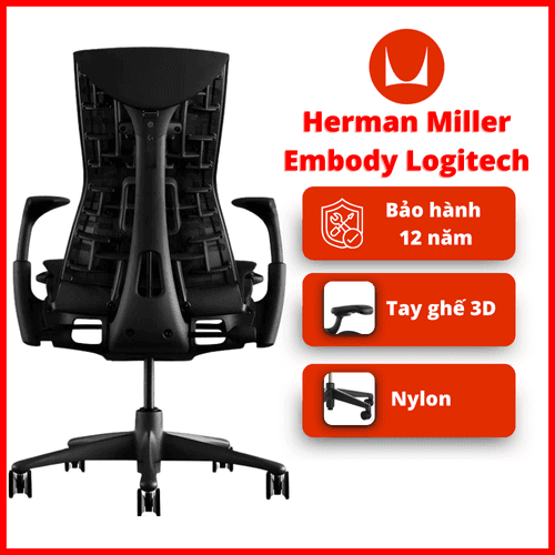 'Ghế Công Thái Học Herman Miller Embody x Logitech Màu Đen' 'Ghe Cong Thai Hoc Herman Miller Embody x Logitech Mau Den'