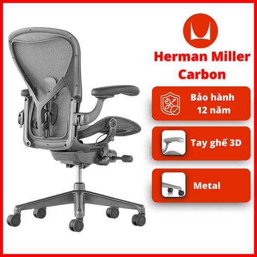 'Ghe Cong Thai Hoc Herman Miller Aeron - Khung Hop Kim, Chan Hop Kim, Mau CarBon'