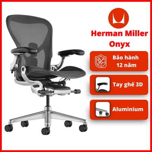 'Herman Miller Aeron - Chân Nhôm, Khung Nhôm, Màu Onyx (Đen)' 'Herman Miller Aeron - Chan Nhom, Khung Nhom, Mau Onyx (Den)'