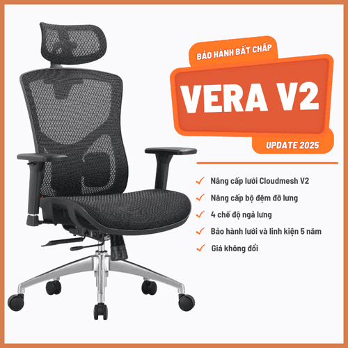 'Ghế Công Thái Học Manson Vera Lưới CloudMesh Đen, Lưng Nâng Hạ, Mặt Ngồi Trượt, Tay 3D, Piston 4 Cấp BIFMA' 'Ghe Cong Thai Hoc Manson Vera Luoi CloudMesh Den, Lung Nang Ha, Mat Ngoi Truot, Tay 3D, Piston 4 Cap BIFMA'