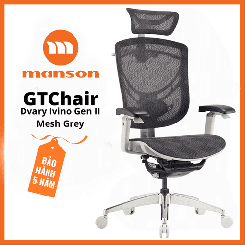 'Ghế Công Thái Học Gtchair Dvary Ivino Gen II - Tay 5D - Lưng Xám Lưới Xám' 'Ghe Cong Thai Hoc Gtchair Dvary Ivino Gen II - Tay 5D - Lung Xam Luoi Xam'