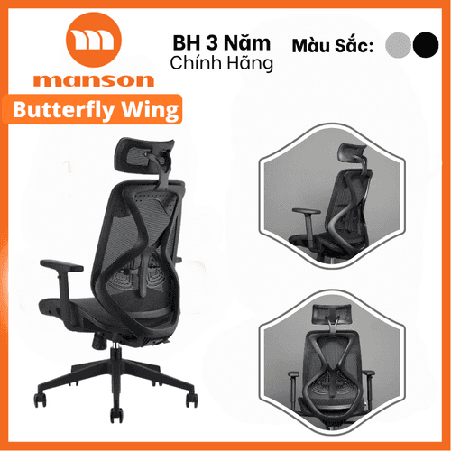 'Ghế Công Thái Học Xiaomi Manson Butterfly Wing Lưới - Đen' 'Ghe Cong Thai Hoc Xiaomi Manson Butterfly Wing Luoi - Den'