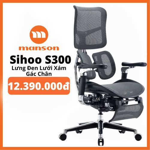 'Ghế Công Thái Học Sihoo AU-1 (Doro S300) Lưng Đen Lưới Đen Kèm Gác Chân - Tay 6D - Piston 4 Class' 'Ghe Cong Thai Hoc Sihoo AU-1 (Doro S300) Lung Den Luoi Den Kem Gac Chan - Tay 6D - Piston 4 Class'