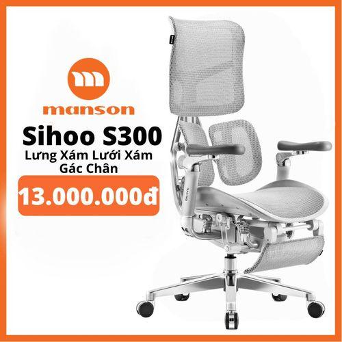 'Ghế Công Thái Học Sihoo AU-1 (Doro S300) Lưng Xám Lưới Xám Kèm Gác Chân - Tay 6D - Piston 4 Class' 'Ghe Cong Thai Hoc Sihoo AU-1 (Doro S300) Lung Xam Luoi Xam Kem Gac Chan - Tay 6D - Piston 4 Class'